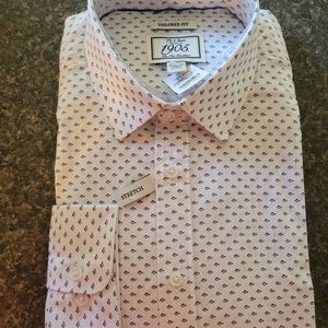 Jo's A Bank Tailored Fit Stretch Men's Dress Shirt w/fish